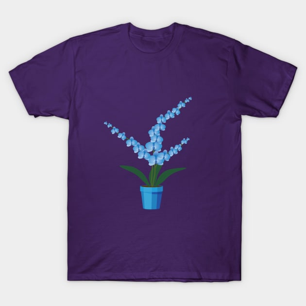 Blue orchid plant in a pot T-Shirt by Bwiselizzy